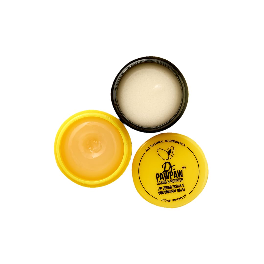 Dr. PawPaw Lip Scrub and Lip Balm Duo - Hydrating Lip Balm with Pawpaw, Aloe, Olive and Castor Oils - Vegan Lip Scrub For Sensitive Skin - 0.55 oz
