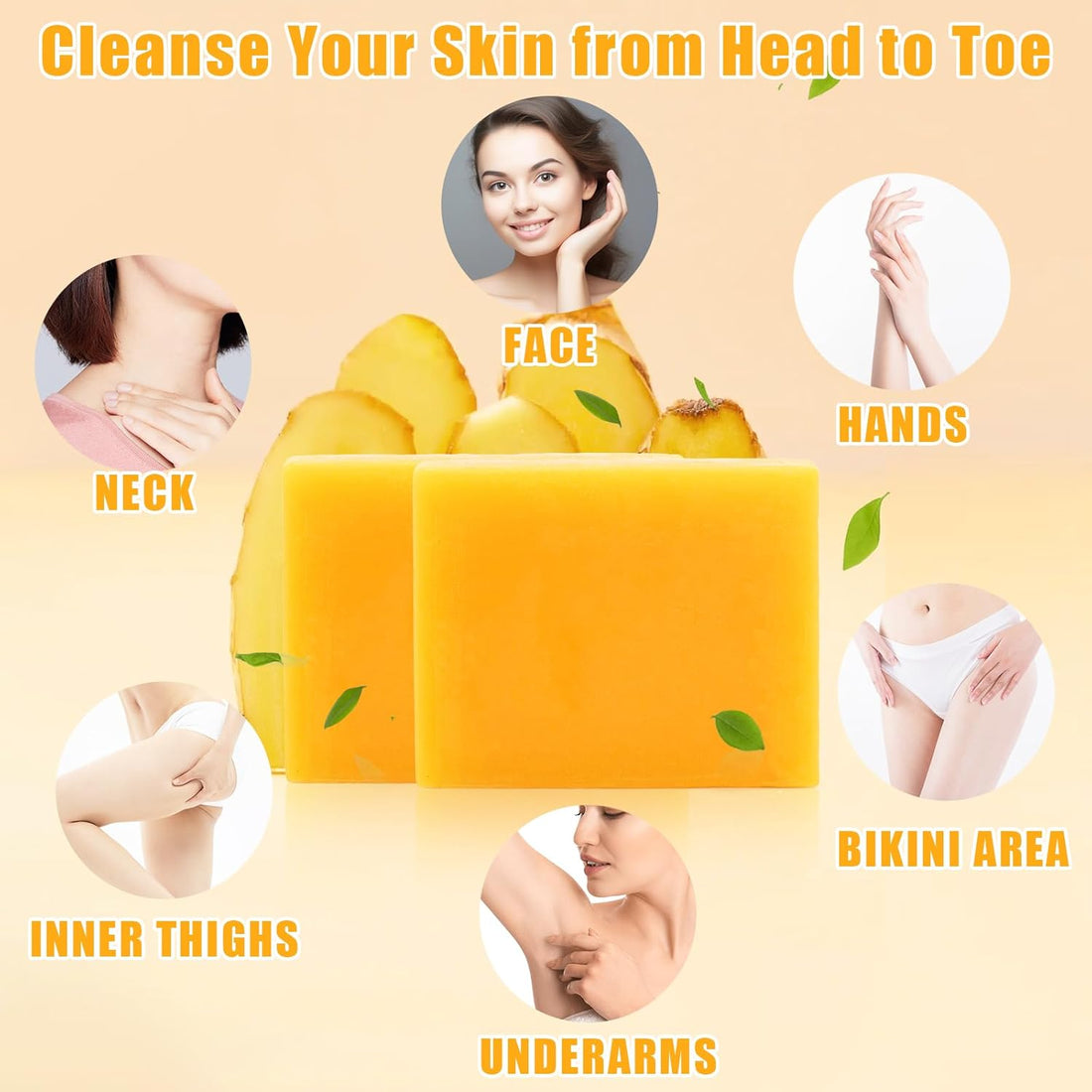 Turmeric Soap Bar Turmeric Eye Cream Set of 3 Turmeric Cleansing for Face & Body 100％ Natural Handmade Ginger Soap Organic Turmeric Moisturizer for Spots and Dark Circles Skin Care Set